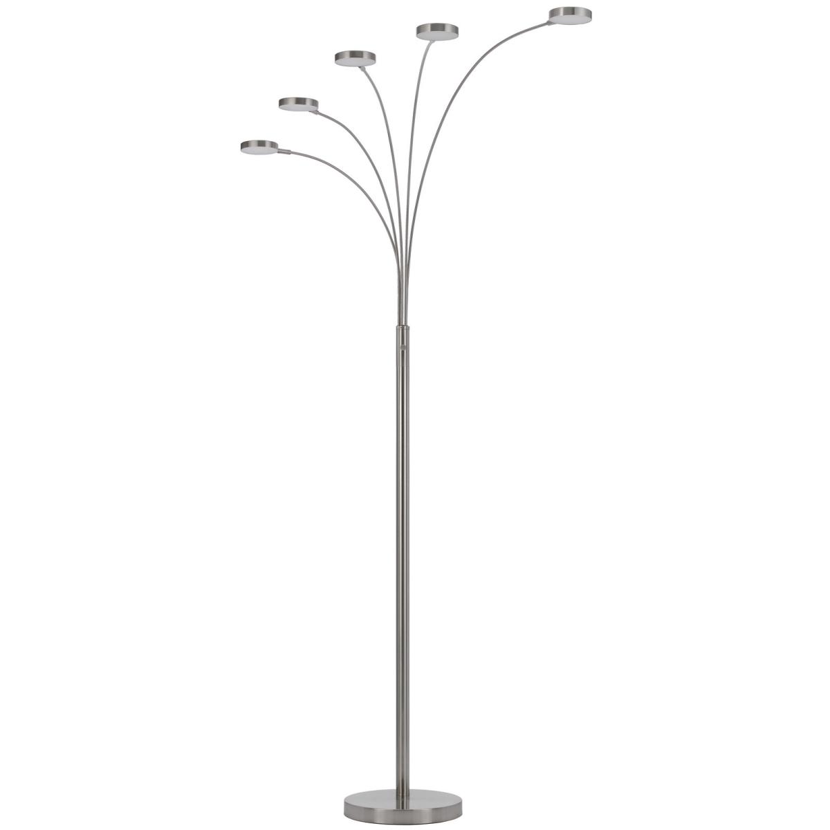 82 in. Nickel Five Light LED ARC Floor Lamp, White
