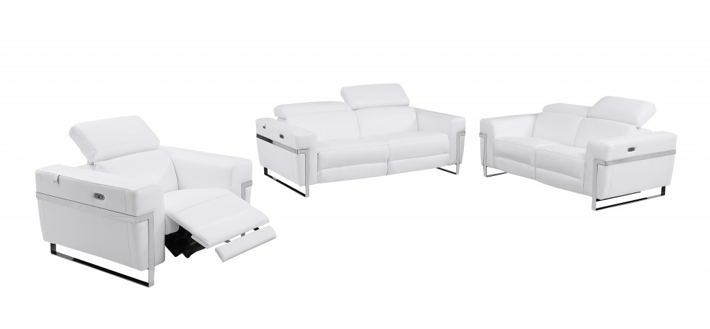 Picture of HomeRoots 480874 Italian Leather Six Person Seating Set&#44; White - 3 Piece