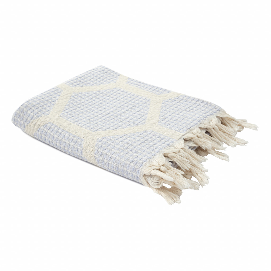 Woven Cotton Geometric Throw Blanket, Purple