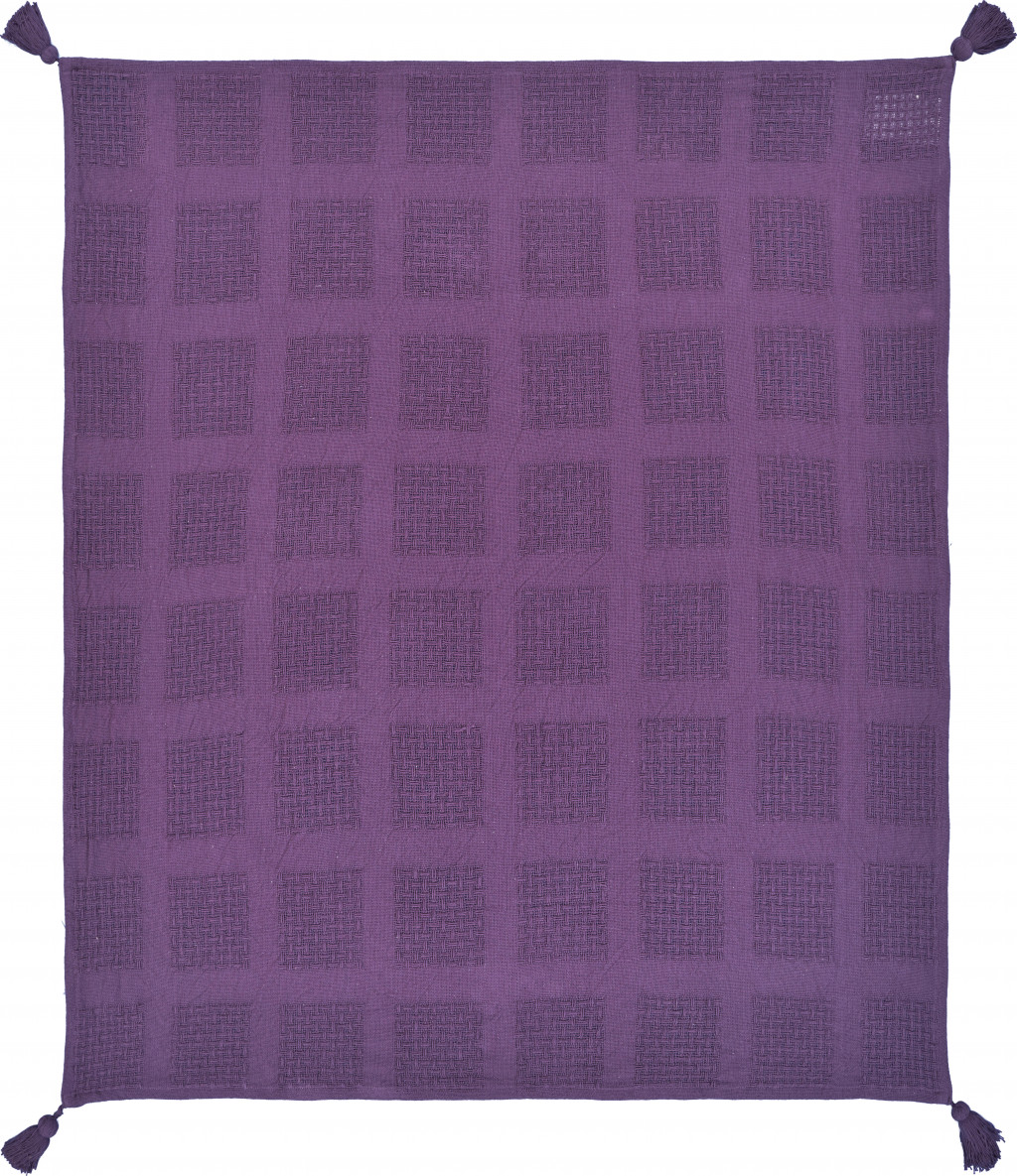 516502 Woven Cotton Solid Color Throw Blanket, Purple