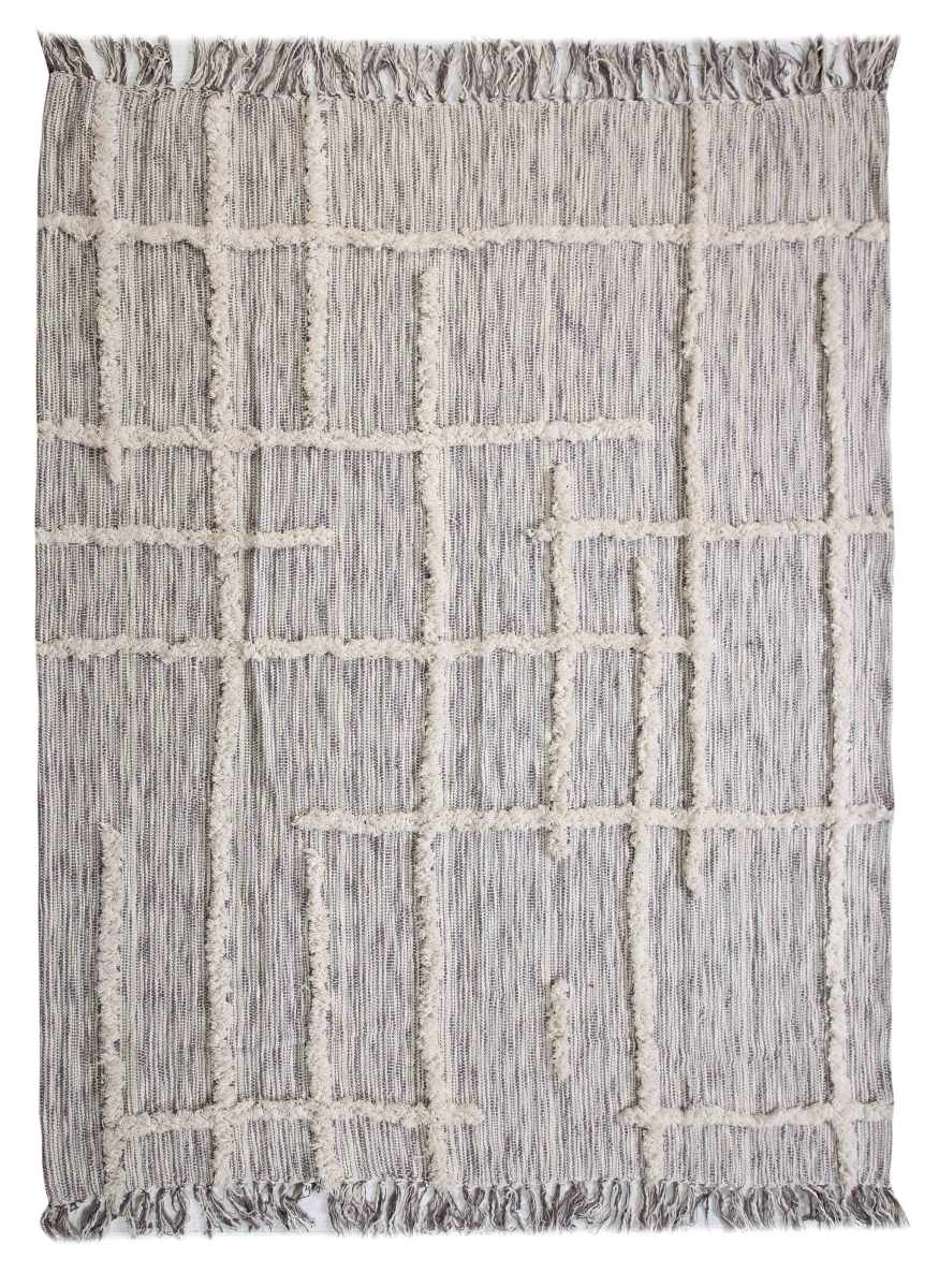 Woven Cotton Striped Throw Blanket, Gray