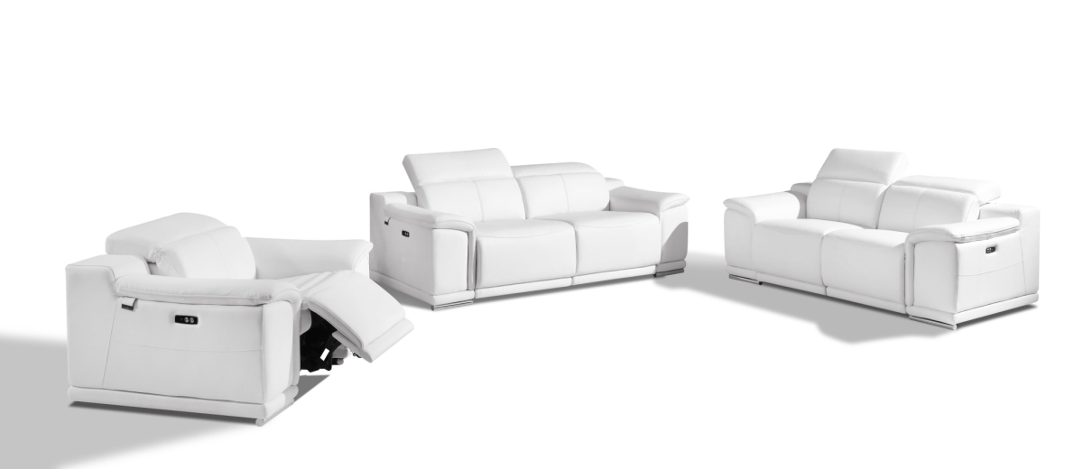 Picture of HomeRoots 476558 Italian Leather Six Person Seating Set&#44; White - 3 Piece