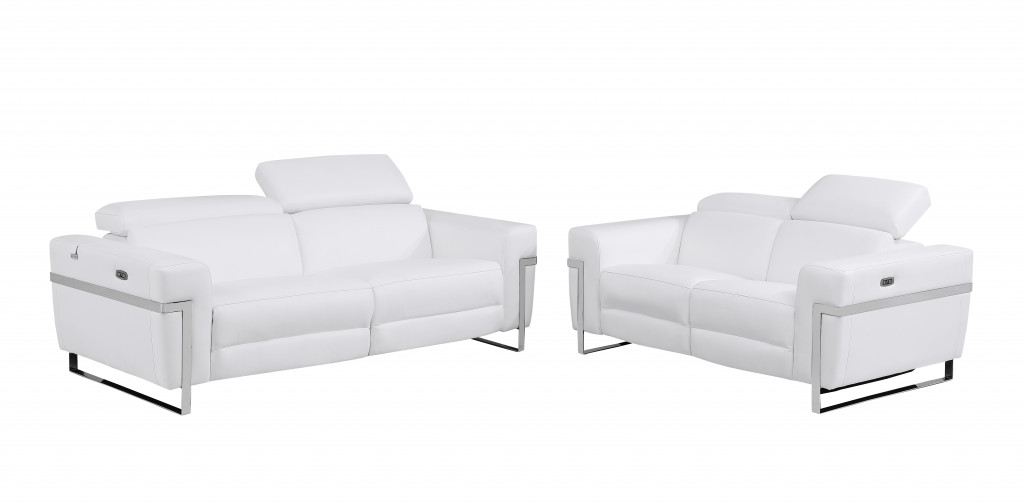Picture of HomeRoots 480875 Italian Leather Five Person Seating Set&#44; White - 2 Piece