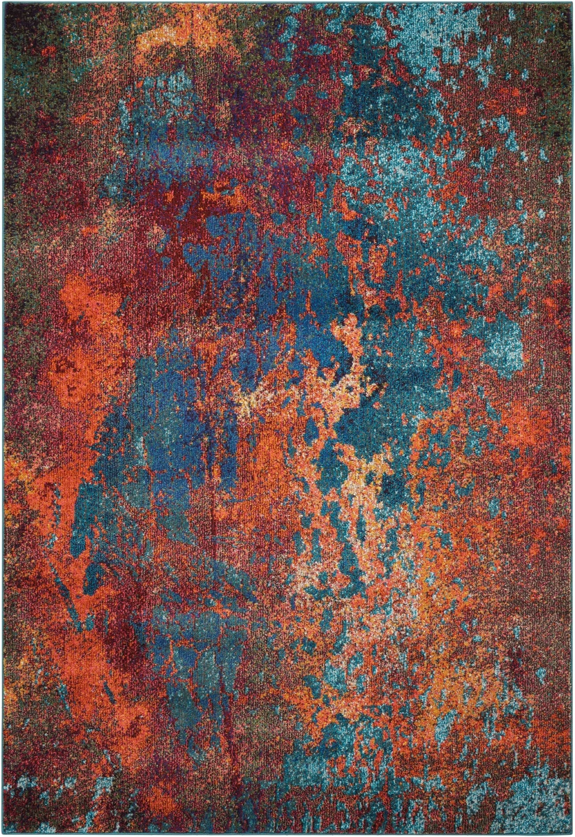 4 x 6 ft. Atlantic Abstract Power Loom Non Skid Rectangle Area Rug, Oxford Blue