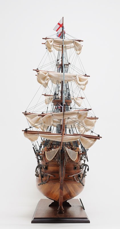 36 in. Wood HMS Victory Hand Painted Decorative Boat, Brown