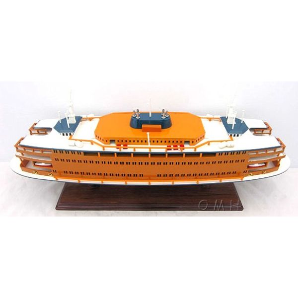 11 in. Maroon Staten Island Ferry Boat Hand Painted Decorative Boat