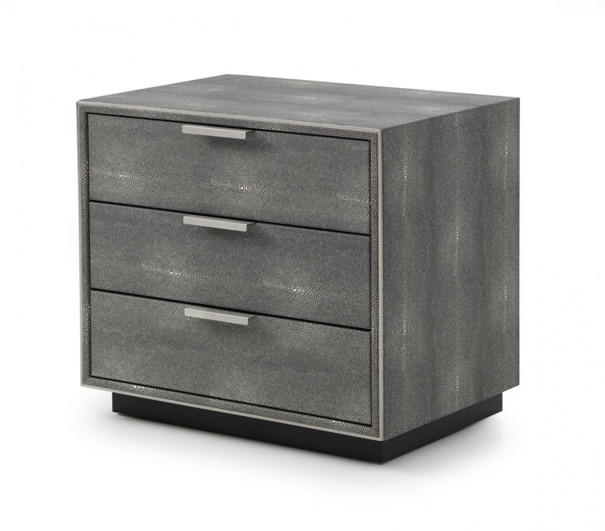 22 in. Shagreen Three Drawer Nightstand, Gray