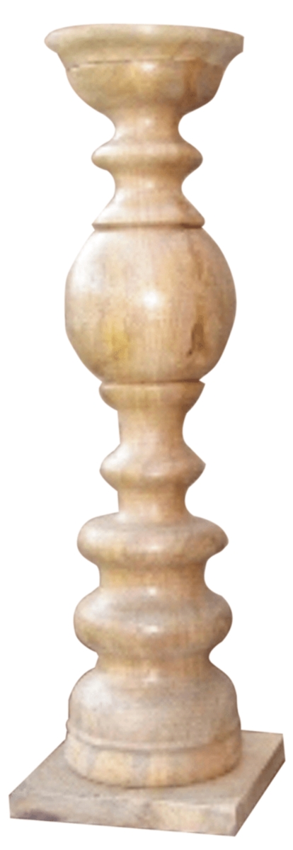 29 in. Floor Solid Wood Candle Holder, Natural