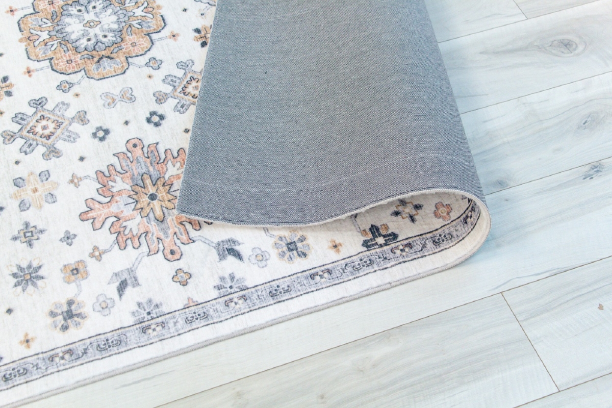 5 x 8 ft. Floral Rectangle Area Rug, Gray & Gold