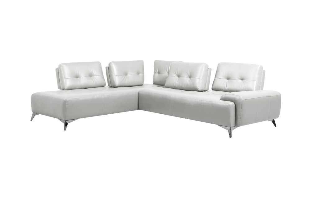 Leather L Shaped Seating Component, White - 2 Piece