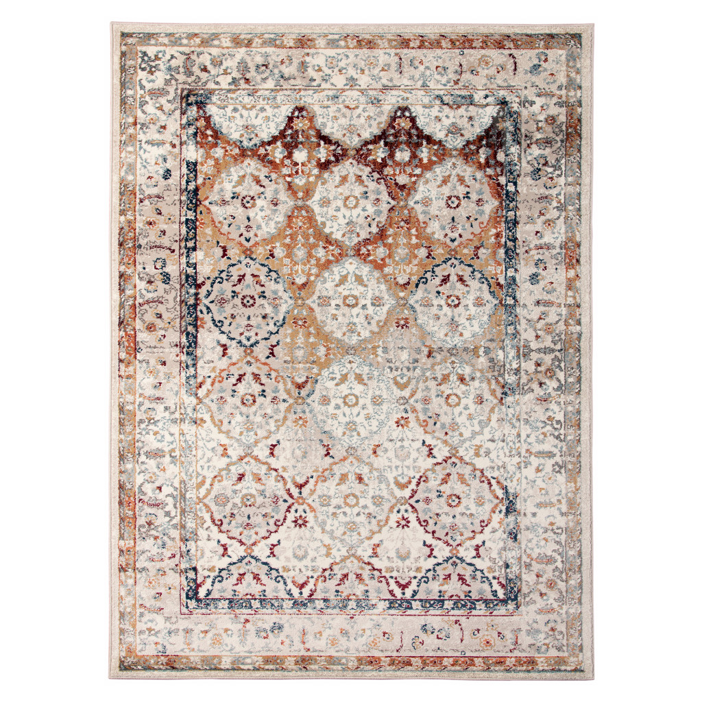 5 x 7 ft. Floral Medallion Power Loom Rectangle Area Rug, Beige