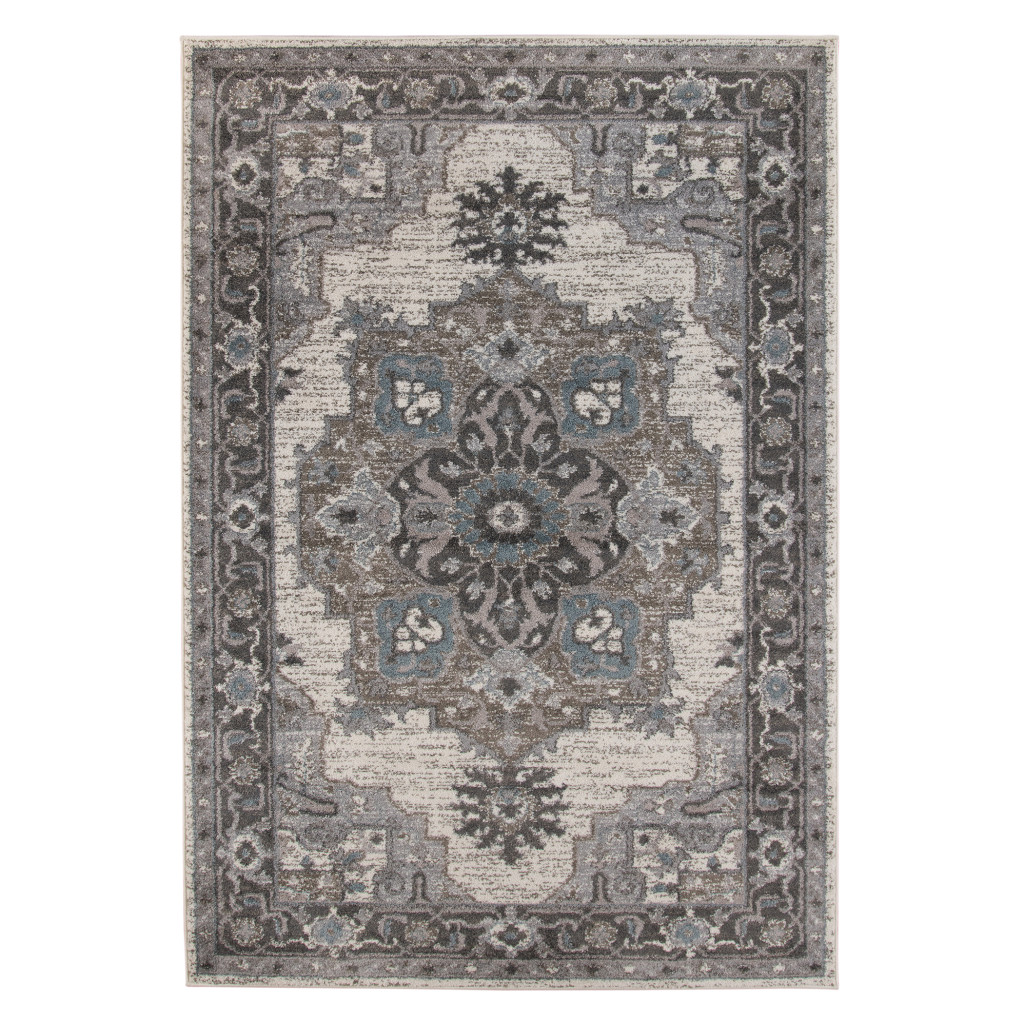 4 x 6 ft. Medallion Power Loom Rectangle Area Rug, Taupe