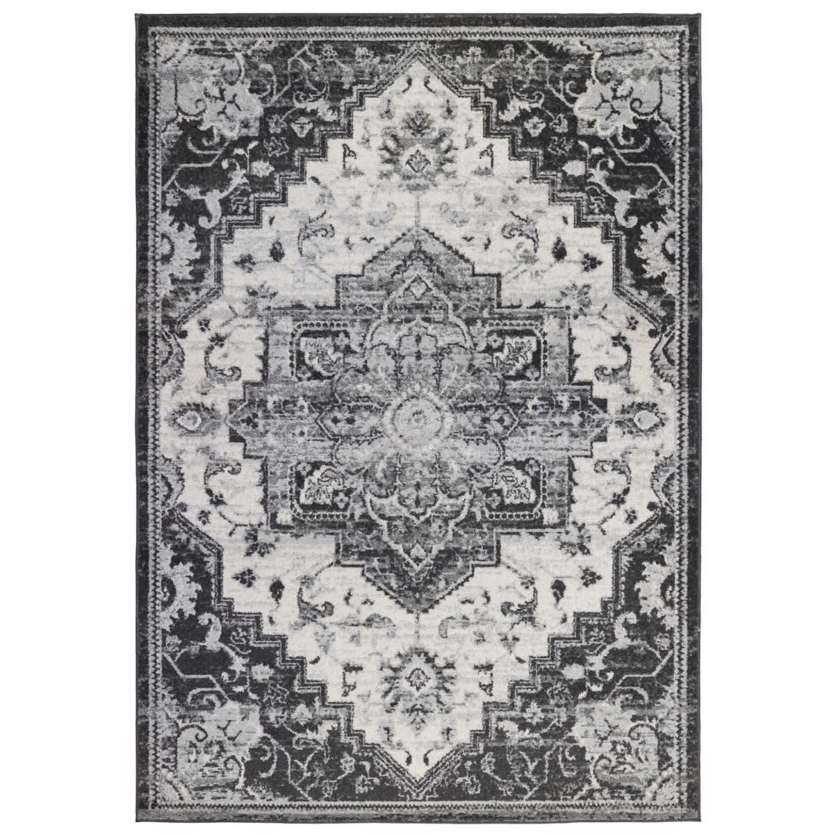 2 x 3 ft. Medallion Power Loom Rectangle Area Rug, Ivory