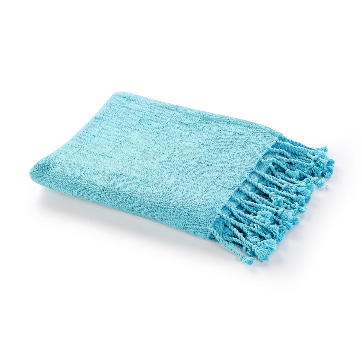 516561 Woven Cotton Solid Color Throw Blanket, Blue