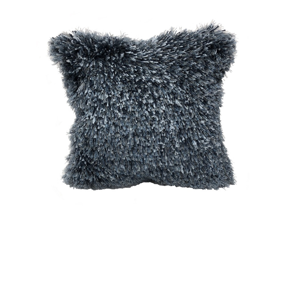 516761 18 x 18 in. Polyester Zippered Pillow with Shag, Blue