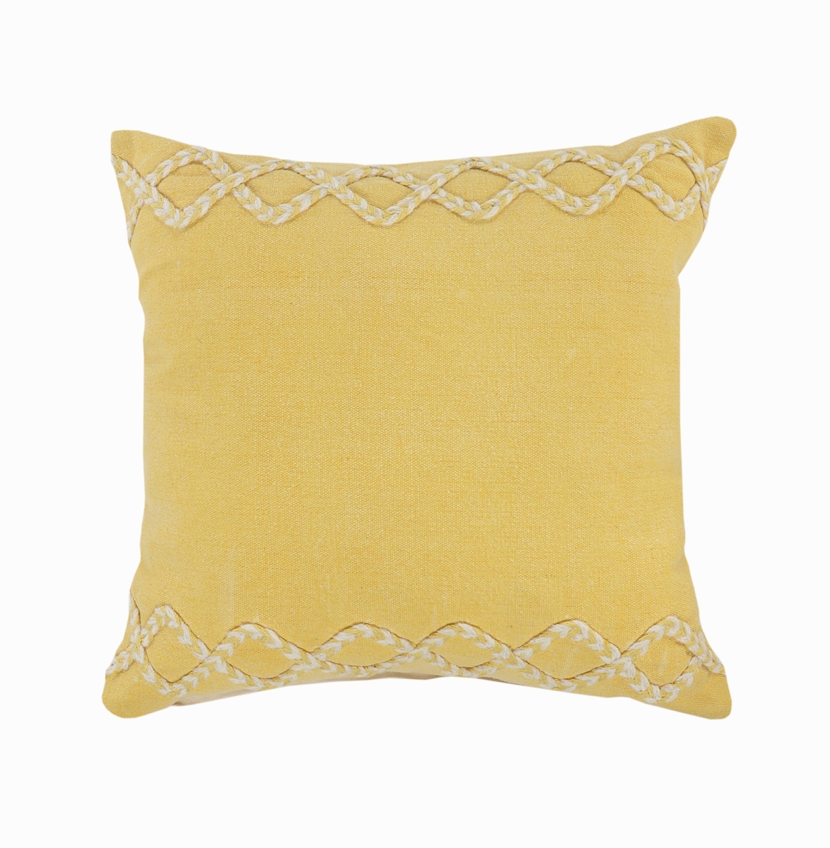 20 x 20 in. Braided Cotton Zippered Pillow, Yellow & White