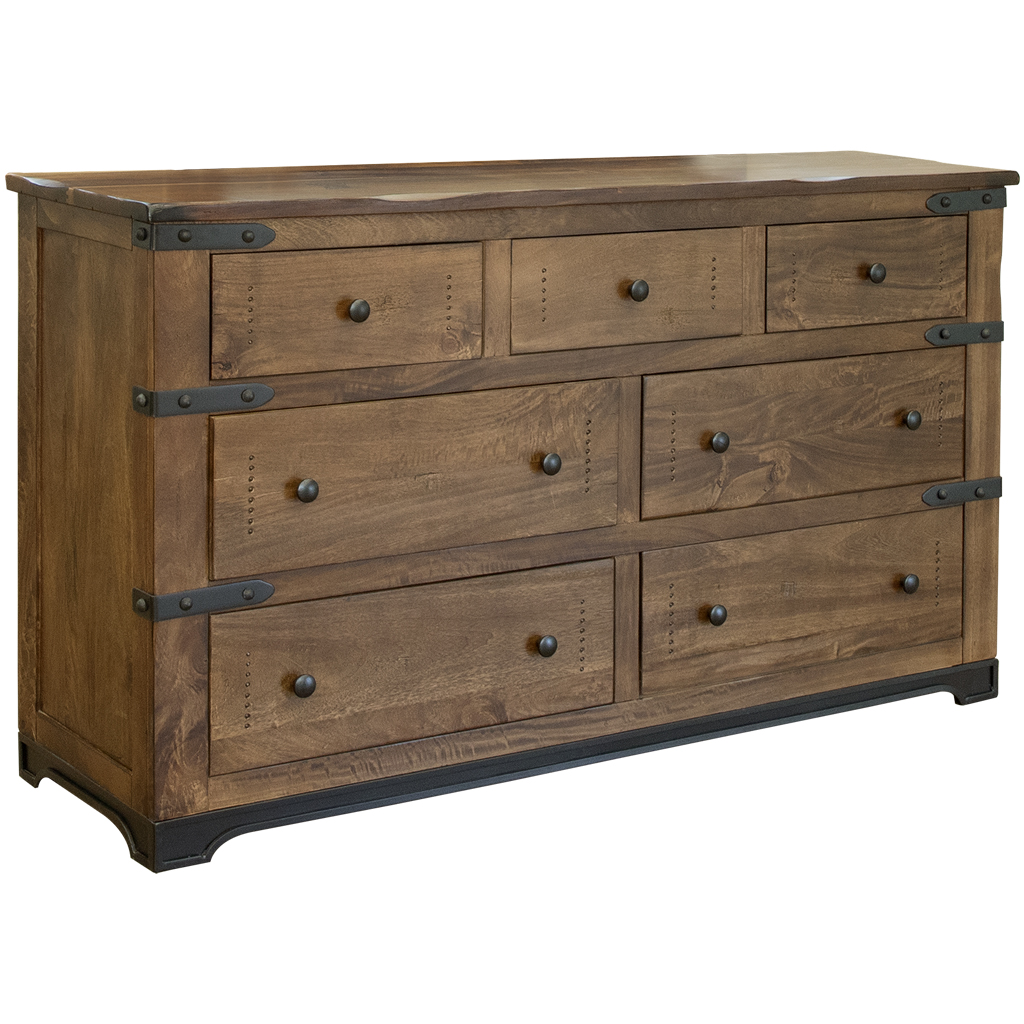 70 in. Solid Wood Seven Drawer Triple Dresser, Natural