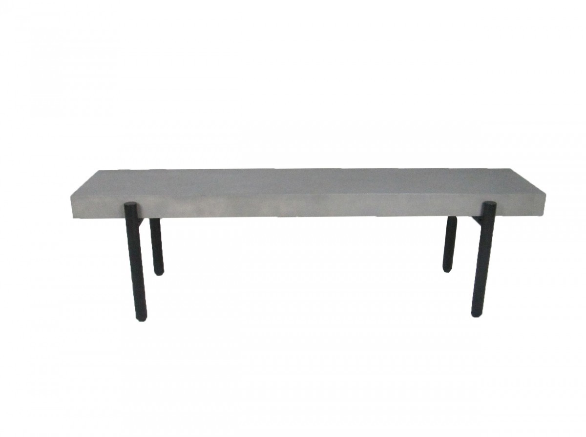 63 in. Concrete Dining Bench, Gray & Black