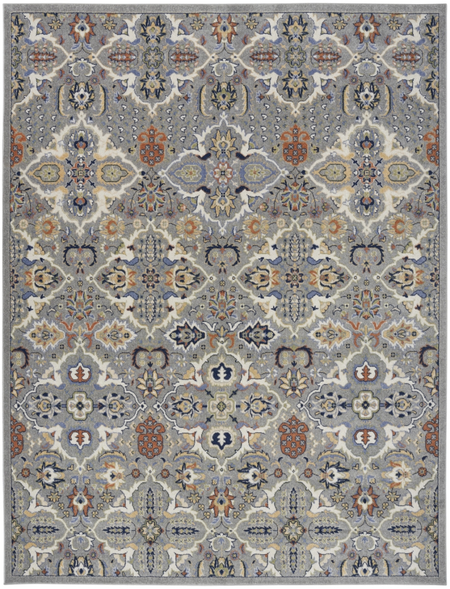 527657 8 x 10 ft. Green & Ivory Floral Power Loomed Rectangle Area Rug