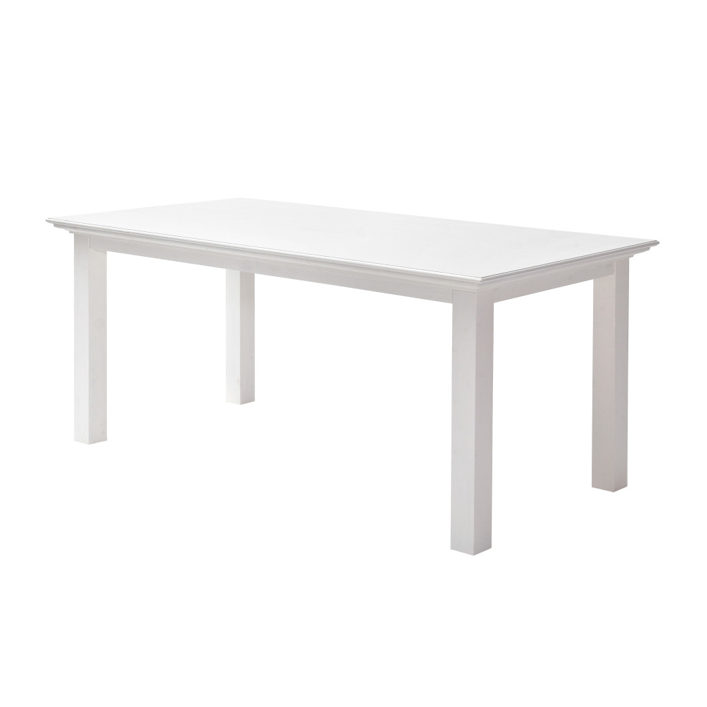 518760 63 in. White Solid Wood Dining Table