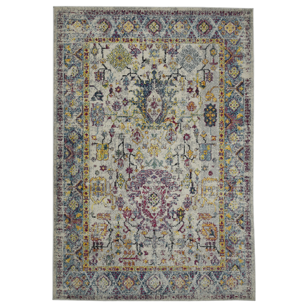 2 x 3 ft. Gray Floral Power Loomed Rectangle Area Rug