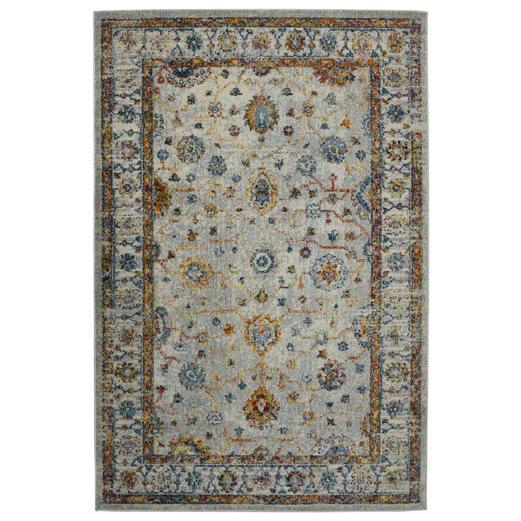 9 x 12 ft. Orange & Ivory Floral Power Loomed Rectangle Area Rug