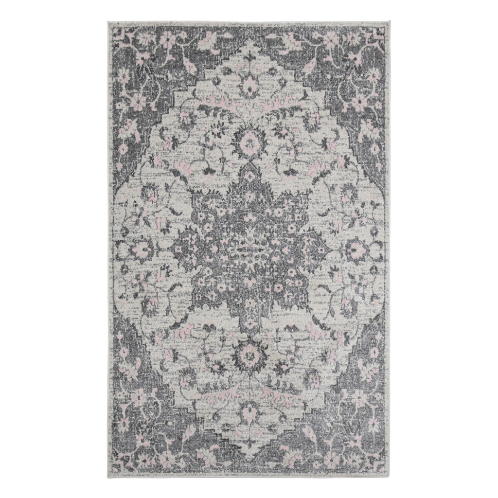 9 x 12 ft. Gray Medallion Power Loomed Rectangle Area Rug