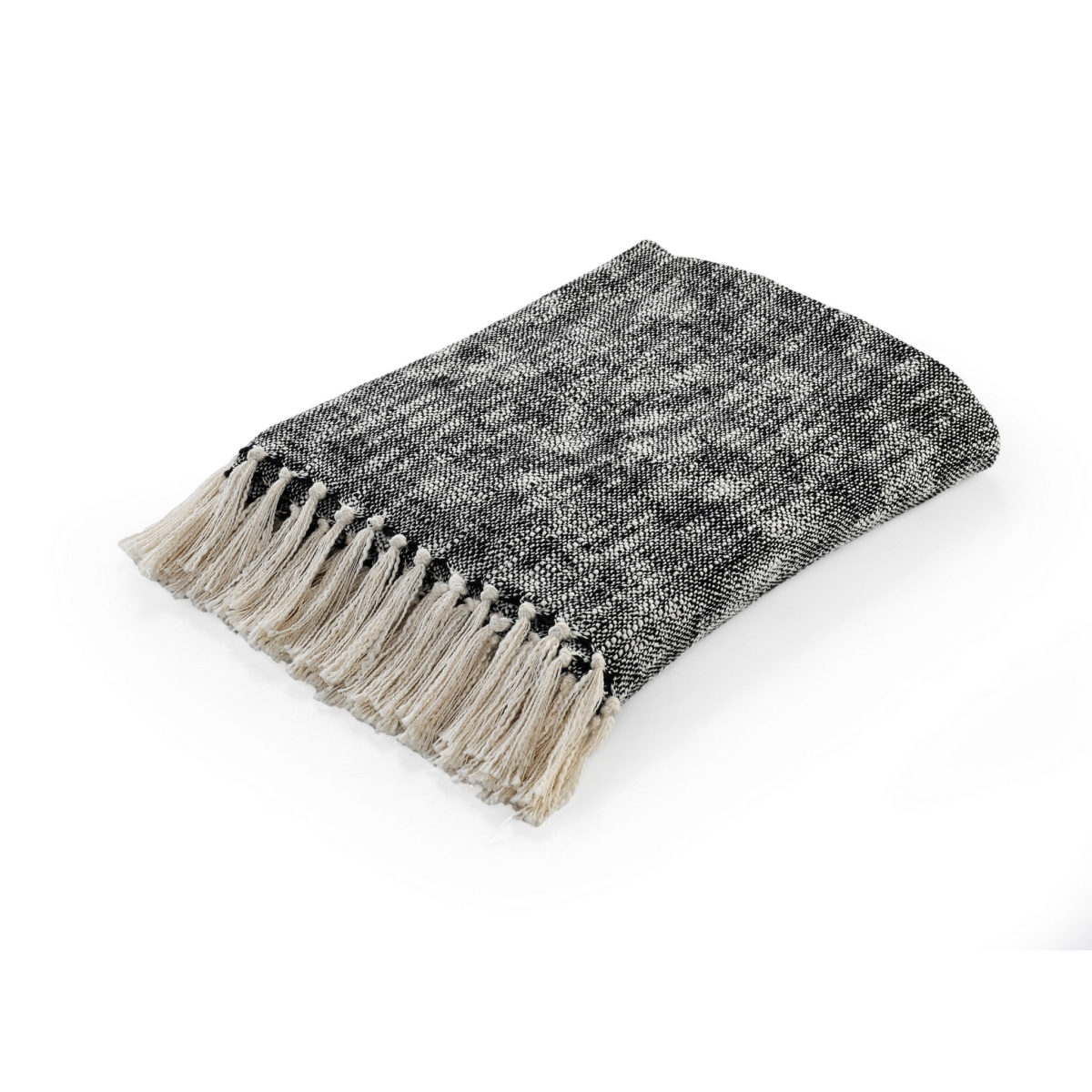 516536 Black & White Woven Cotton Solid Color Throw Blanket