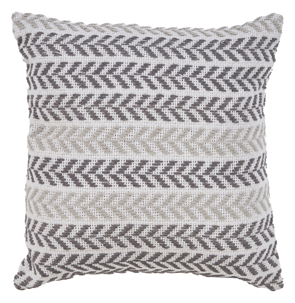 Picture of HomeRoots 516647 18 x 18 in. Gray & White Chevron Cotton Zippered Pillow
