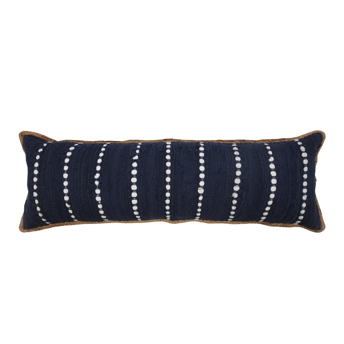 Picture of HomeRoots 517378 14 x 36 in. Blue & Beige Striped Cotton Blend Zippered Pillow