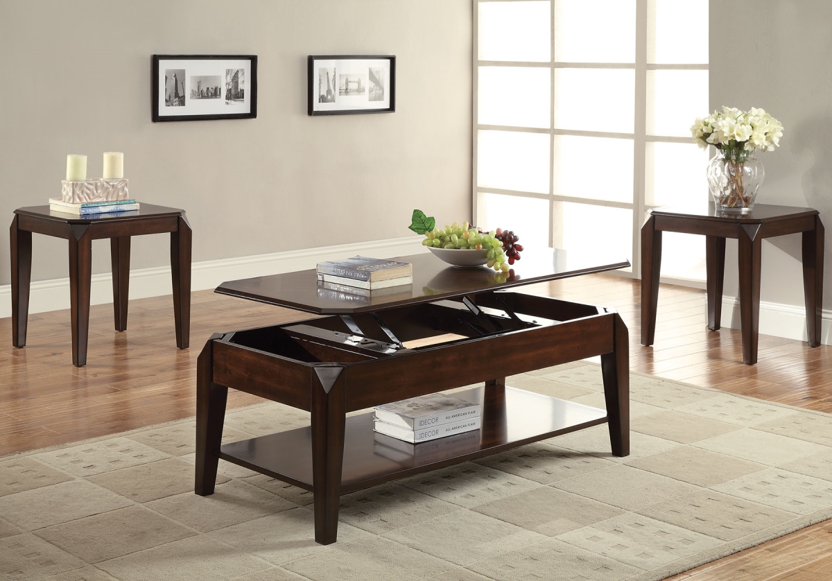 Picture of Home Roots Furniture 286040 19 x 47 x 23 in. Popular Wood & Basswood Veneer Coffee Table with Lift Top - Walnut