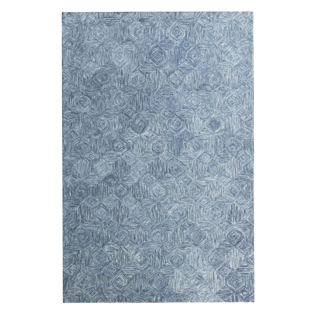 9 x 12 ft. Blue Wool Geometric Hand Tufted Rectangle Area Rug
