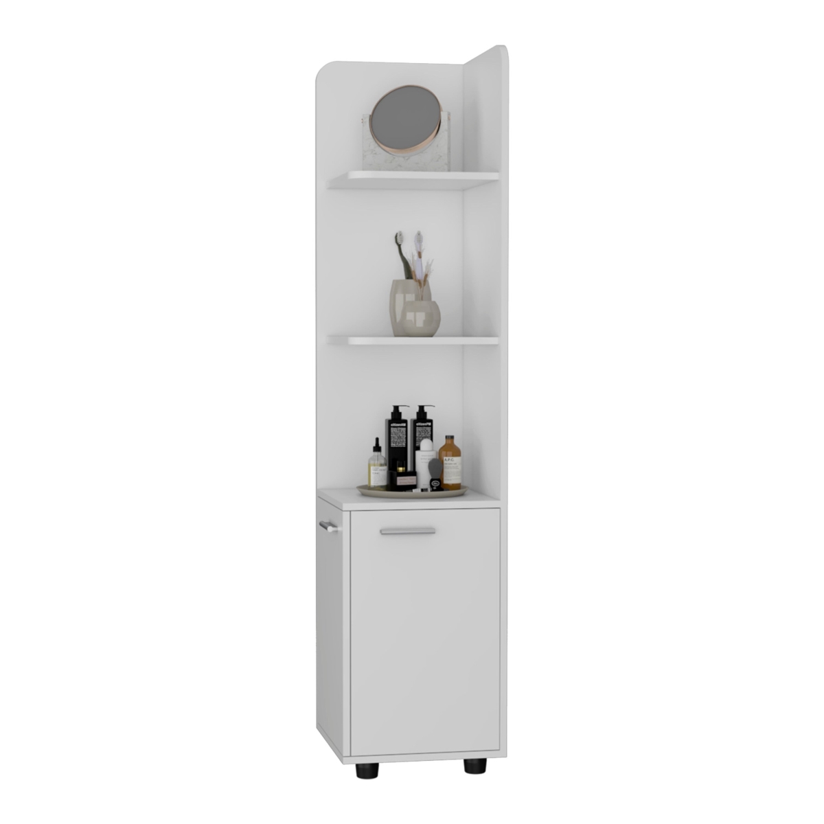 15 in. Black & White Accent Cabinet with Four Shelves
