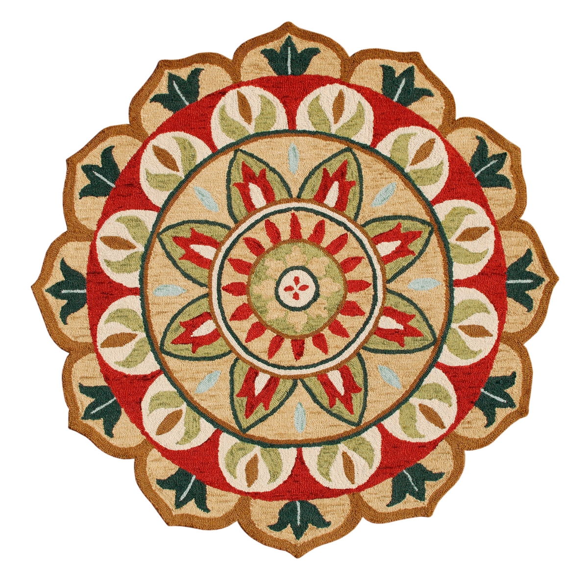 6 x 6 ft. Red Wool Floral Hand Tufted Round Area Rug
