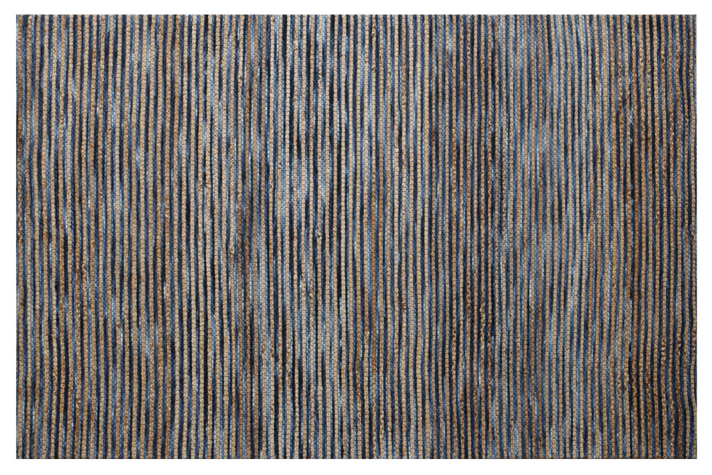 8 x 10 ft. Blue Striped Hand Woven Rectangle Area Rug