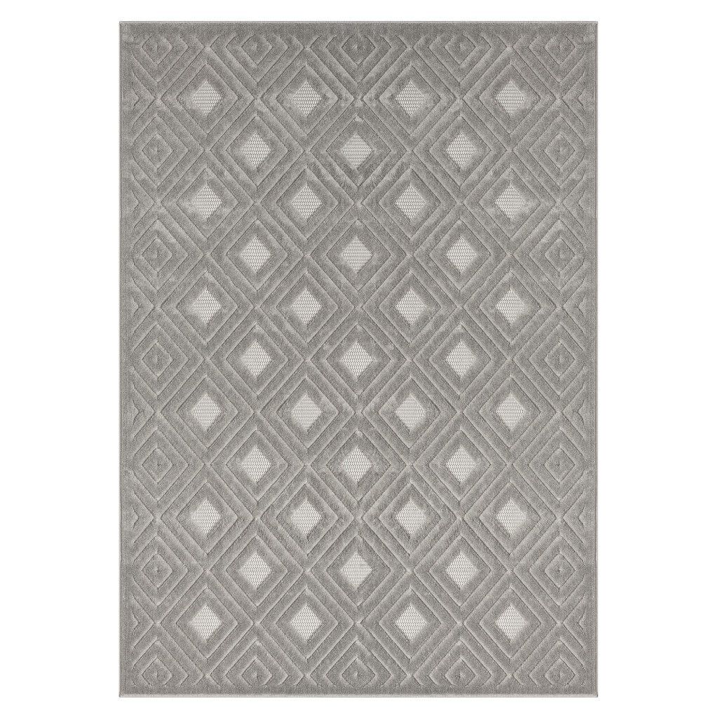 5 x 7 ft. Gray Geometric Machine Woven Rectangle Area Rug