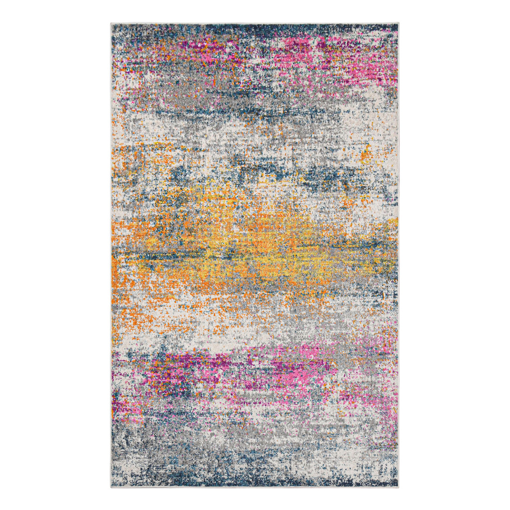 2 x 3 ft. Pink & Orange Abstract Power Loomed Rectangle Area Rug