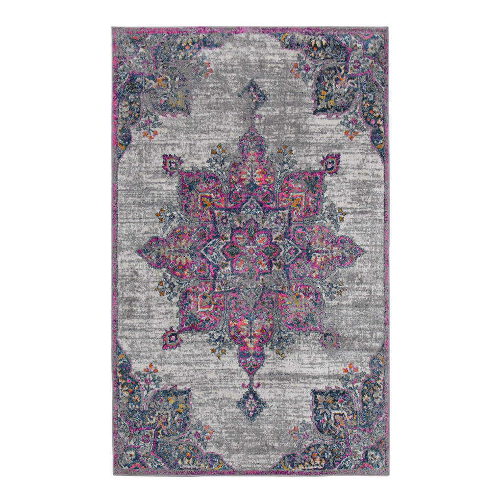 2 x 3 ft. Pink Medallion Power Loomed Rectangle Area Rug
