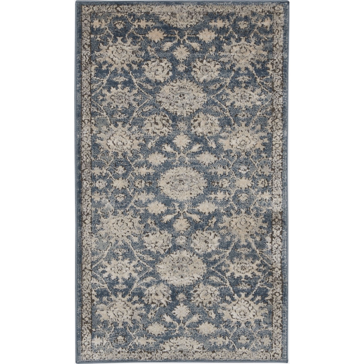 2 x 4 ft. Blue & Beige Oriental Non Skid Rectangle Area Rug