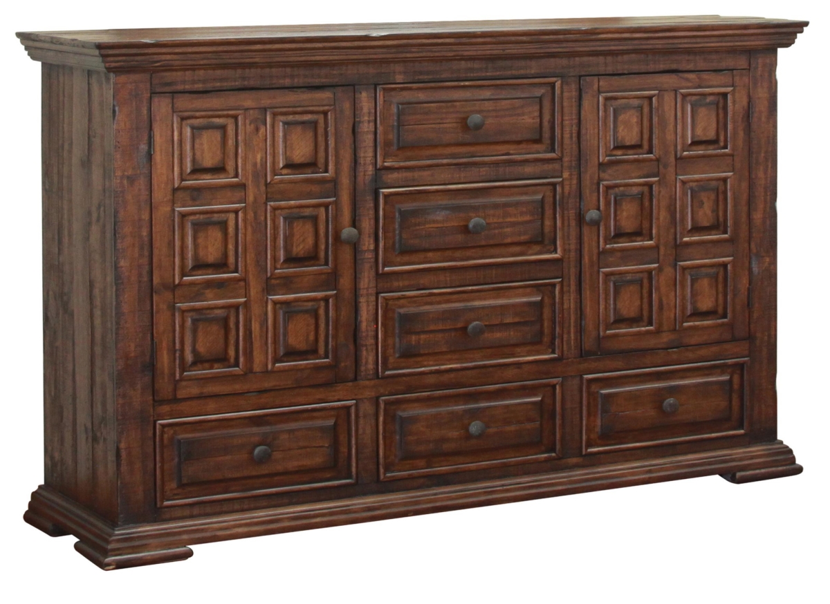 50 in. Chocolate Solid Wood Six Drawer Triple Dresser