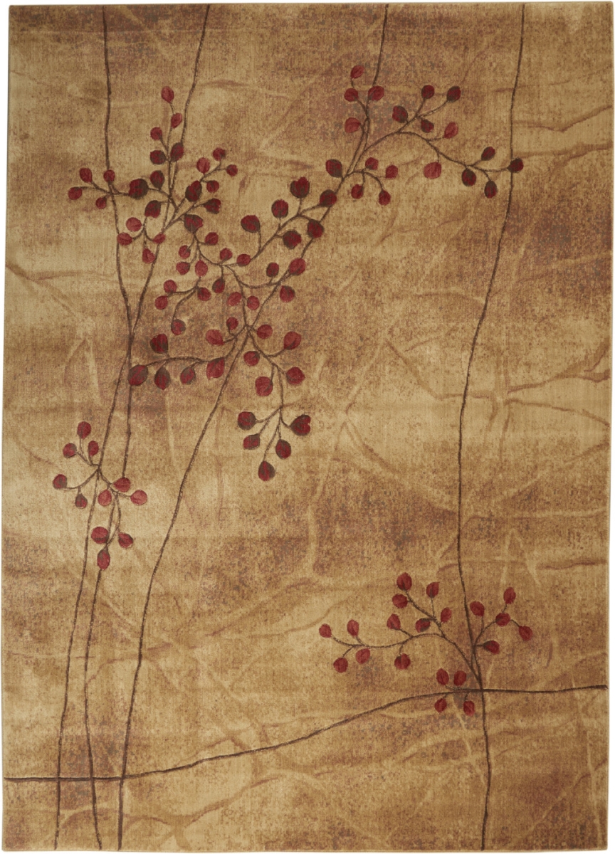 10 x 14 ft. Brown Floral Power Loomed Rectangle Area Rug
