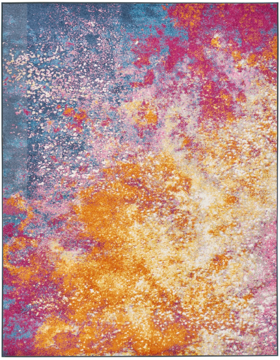 522466 6 x 9 ft. Blue Abstract Power Loomed Rectangle Area Rug