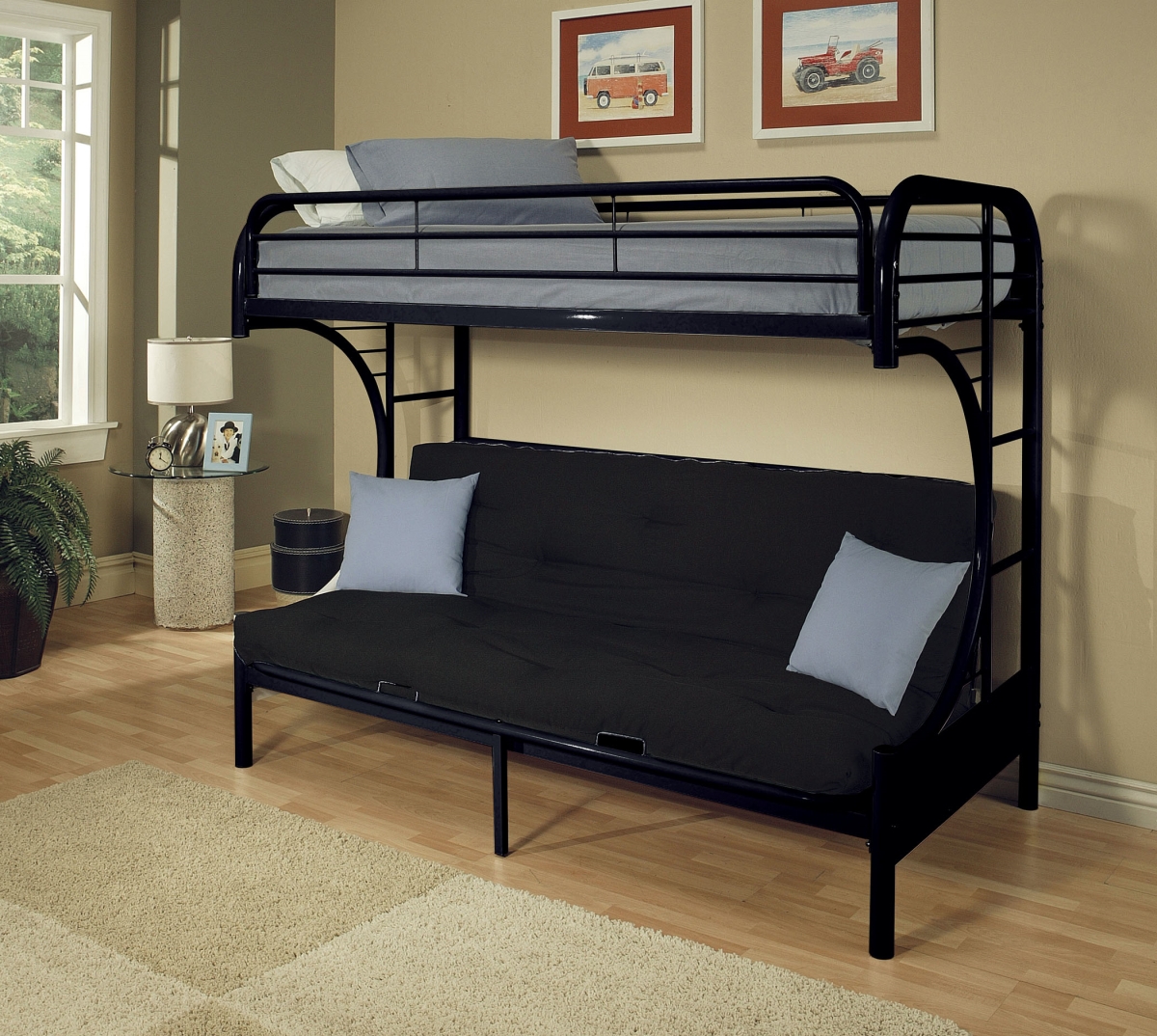 Picture of Home Roots Furniture 286584 65 x 78 x 41 in. Metal Tube Twin&#44; Full & Futon Bunk Bed - Black