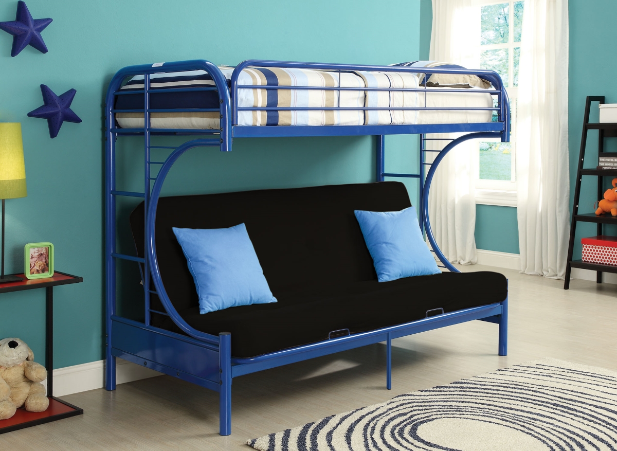 Picture of Home Roots Furniture 286586 65 x 78 x 41 in. Metal Tube Twin&#44; Full & Futon Bunk Bed - Navy