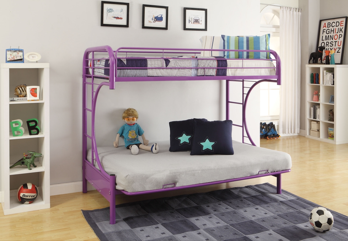 Picture of Home Roots Furniture 286587 65 x 78 x 41 in. Metal Tube Twin&#44; Full & Futon Bunk Bed - Purple