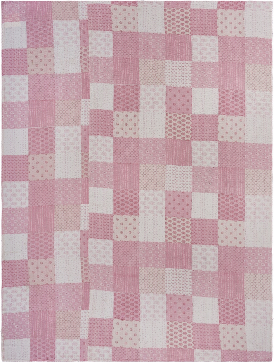 92 x 96 in. Knitted Cotton Geometric Throw, Pink