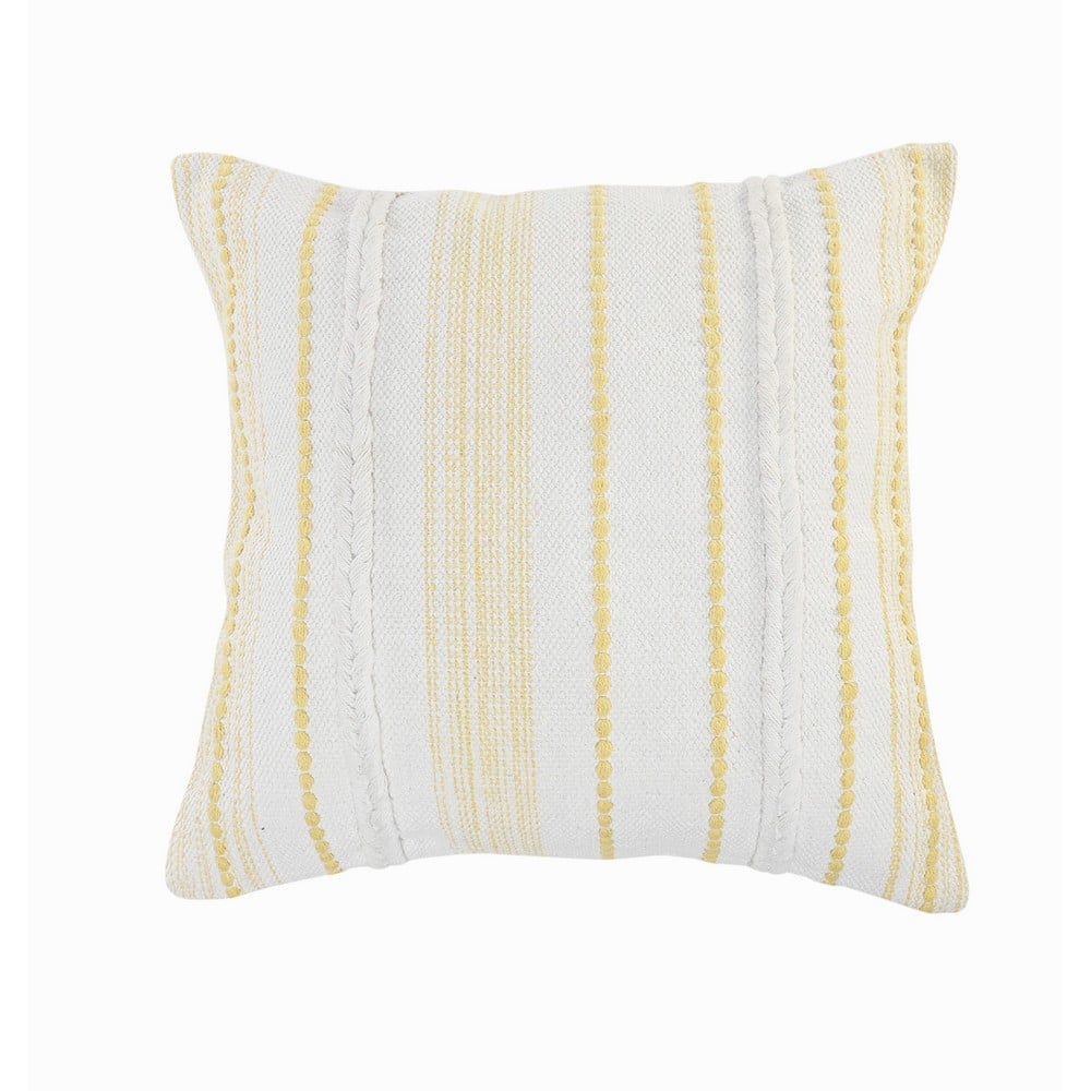 20 x 20 in. Striped Cotton Zippered Pillow, Yellow & White