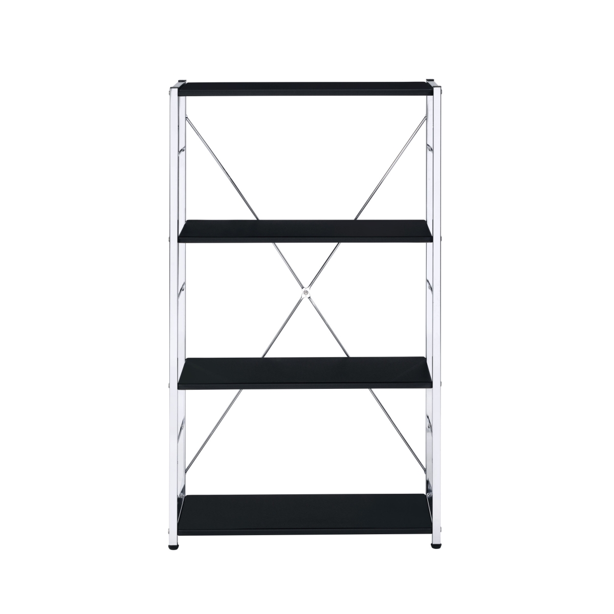 42 in. Metal Four Tier Etagere Bookcase, Black & Silver