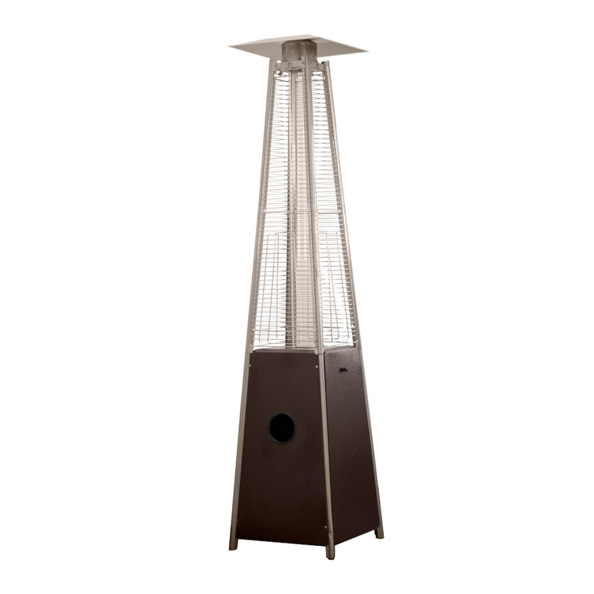 480572 41000 BTU Steel Propane Triangular Pyramid Standing Patio Heater, Brown -  HomeRoots