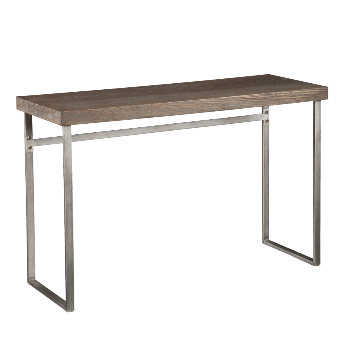 402372 46 in. Distressed Sled Console Table, Gray, Brown & Silver